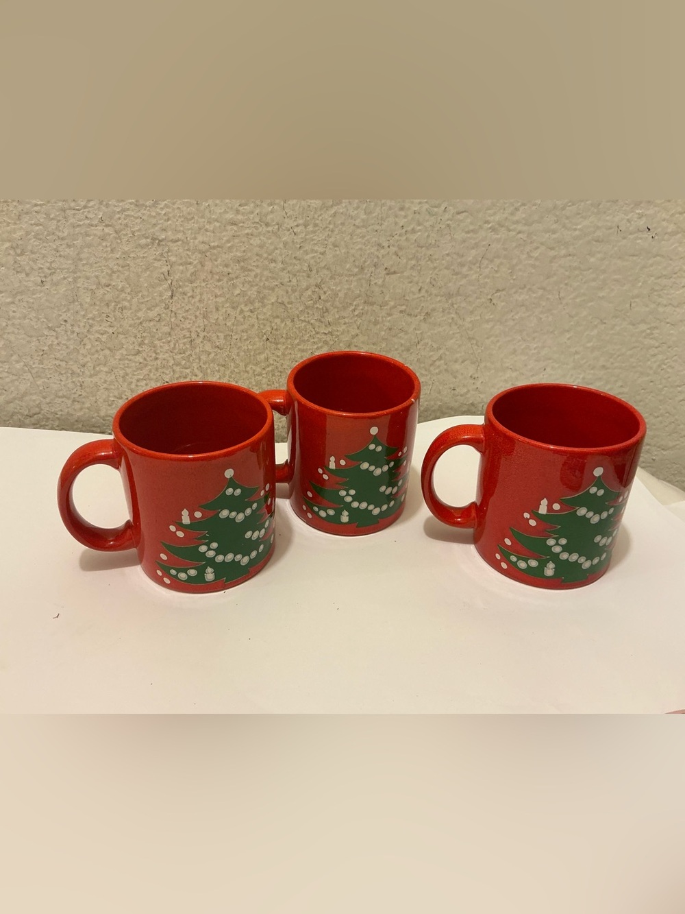 Lot 3 Vintage Waechtersbach Red Christmas Tree Mugs Made In West Germany